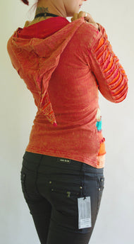 Shirtjacke Gugel Razor Cut Patchwork Jacke Nepal Goa Ethno Gr.34-38