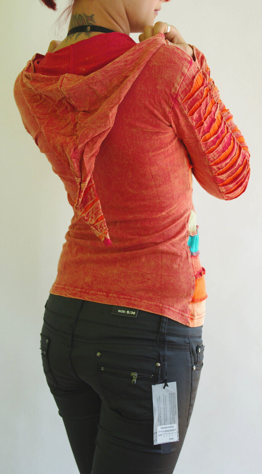 Shirtjacke Gugel Razor Cut Patchwork Jacke Nepal Goa Ethno Gr.34-38