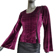 Samtshirt bordeau Longsleeve Gothic Mittelalter Witch Gr. 34/36 kleine 38