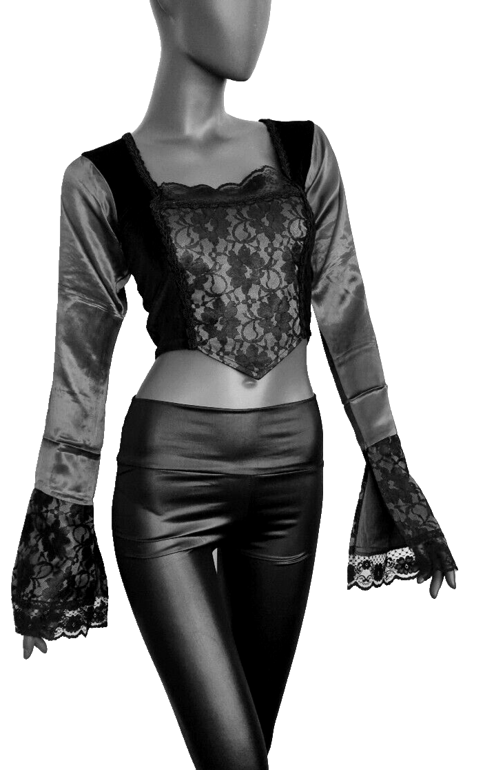 Miedertop Samt Spitze Gothic  victorian barock lila Gr. 34-38