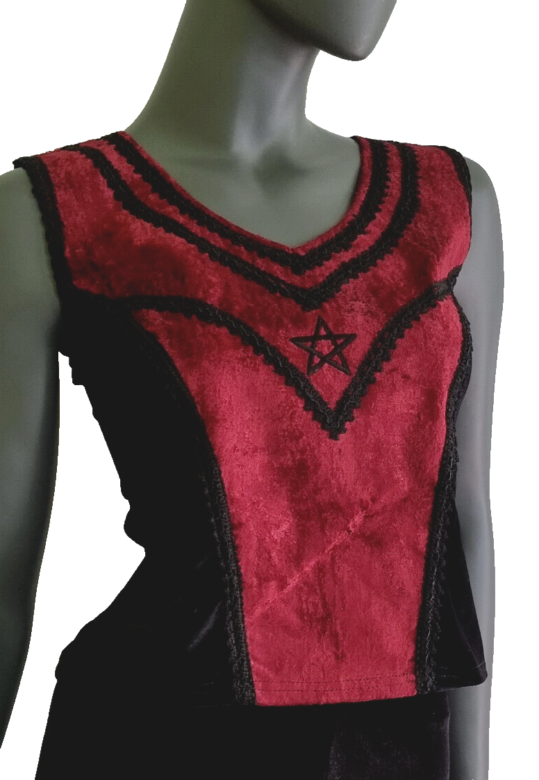 Corsagentop Schnürung Samt Pentagramm Gothic Punk Medieval Witch schwarz Gr. M36