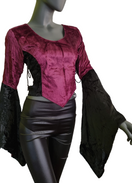 Zeige Bild Bäres Kurztop Zipfelärmel Gothic Punk Victorian schwarz-bordeaux Gr.34/36 3