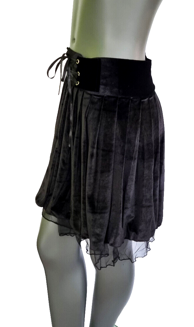 Minirock Samtrock Faltenrock Gothic Punk Rock Pixie Dark  schwarz Gr.42