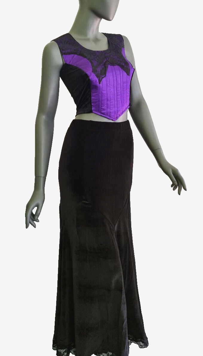 Maxirock Samtrock Gothic Witch Punk Larp Medieval schwarz Gr.40-44