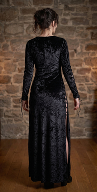 Gothic Samtkleid Mantel Maxikleid Mittelalter Gothic Witch Gr. 36-40