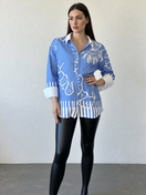 Zeige Bild Sportalm Kitzbühel Hemdbluse Streifenmuster blau weiss loose fit Gr. 34-38 2