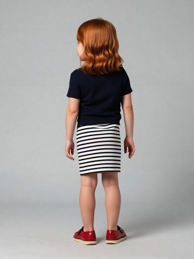 Tommy Hilfiger Ripp Mädchen Minirock marine Stripes low & high Skirt 152