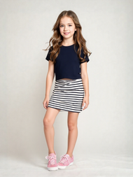 Tommy Hilfiger Ripp Mädchen Minirock marine Stripes low & high Skirt 104